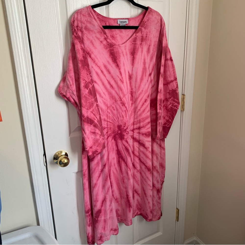 Pink Tie-Dye Kaftan Dress 1x